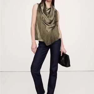Viral Banana Republic Silky-Crepe Fringe Top